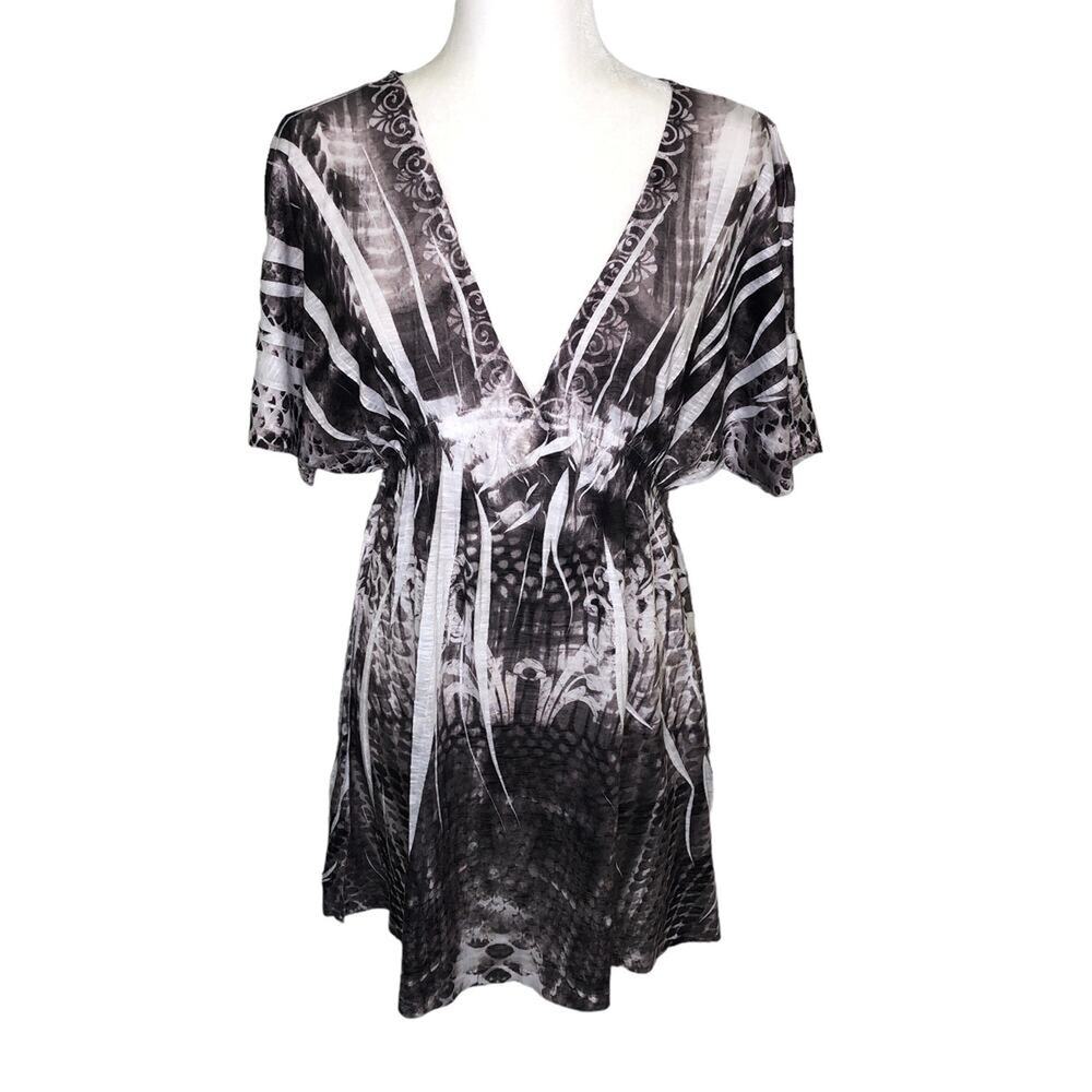 Unity Beach Black White Tie Dye Beach Dress Swim Coverup Resortwear Medium